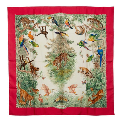 Hermes Carre 90 Equateur Red Road Scarf Multi Color