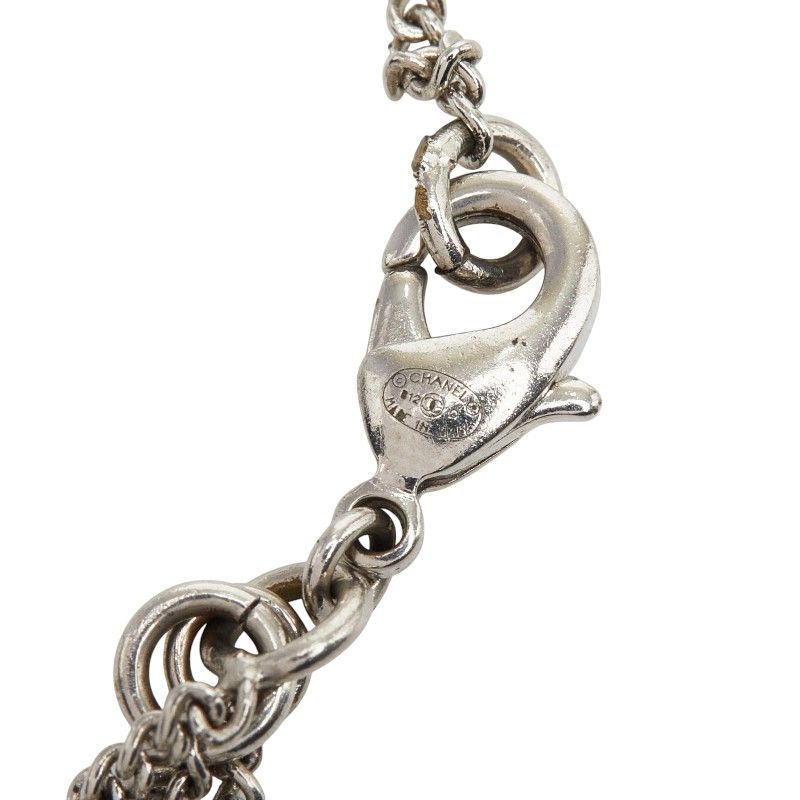 Chanel CC Logo Bracelet Silver Rhinestone Metal — view 5