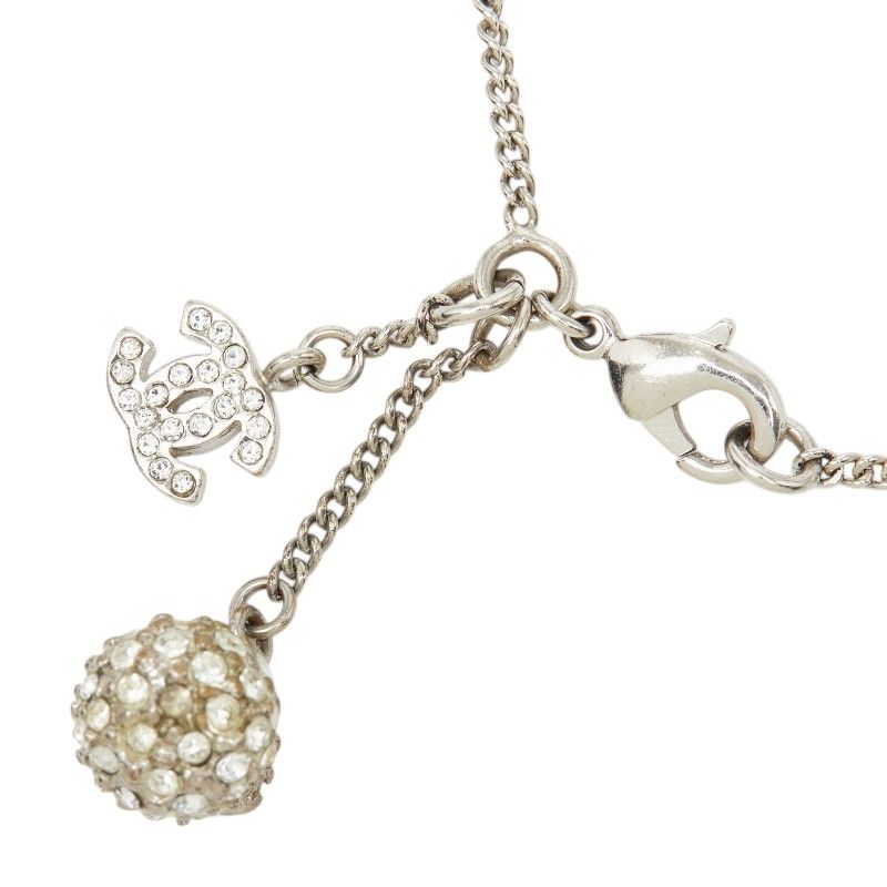 Chanel CC Logo Bracelet Silver Rhinestone Metal — view 3