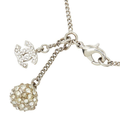 Chanel CC Logo Bracelet Silver Rhinestone Metal — view 3