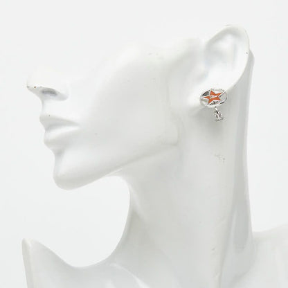 Dior Star Motif Logo Earrings Silver Orange Metal — view 4