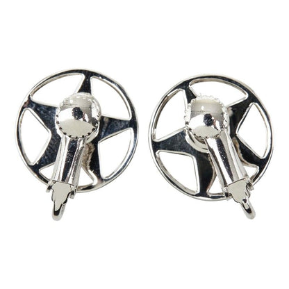 Dior Star Motif Logo Earrings Silver Orange Metal — view 3