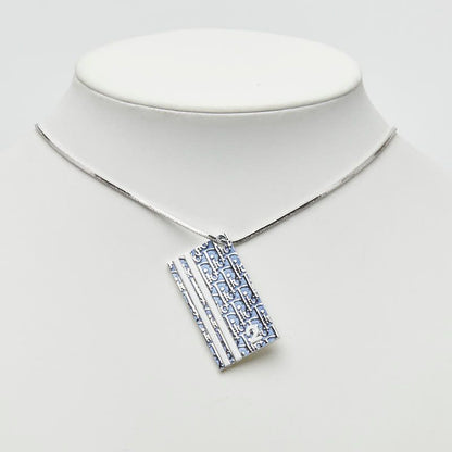 Dior Trotter Number 2 Vintage Necklace Silver Blue White Metal — view 6