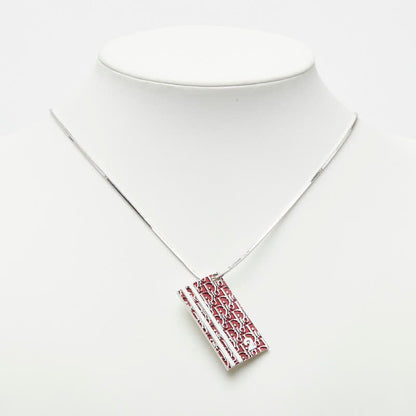 Dior Trotter Number 2 Necklace Silver Bordeaux White Metal — view 4