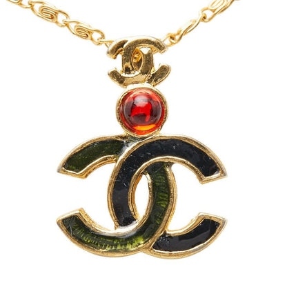 Chanel CC Logo Gripoix Depot Necklace Gold Black Plated — view 2