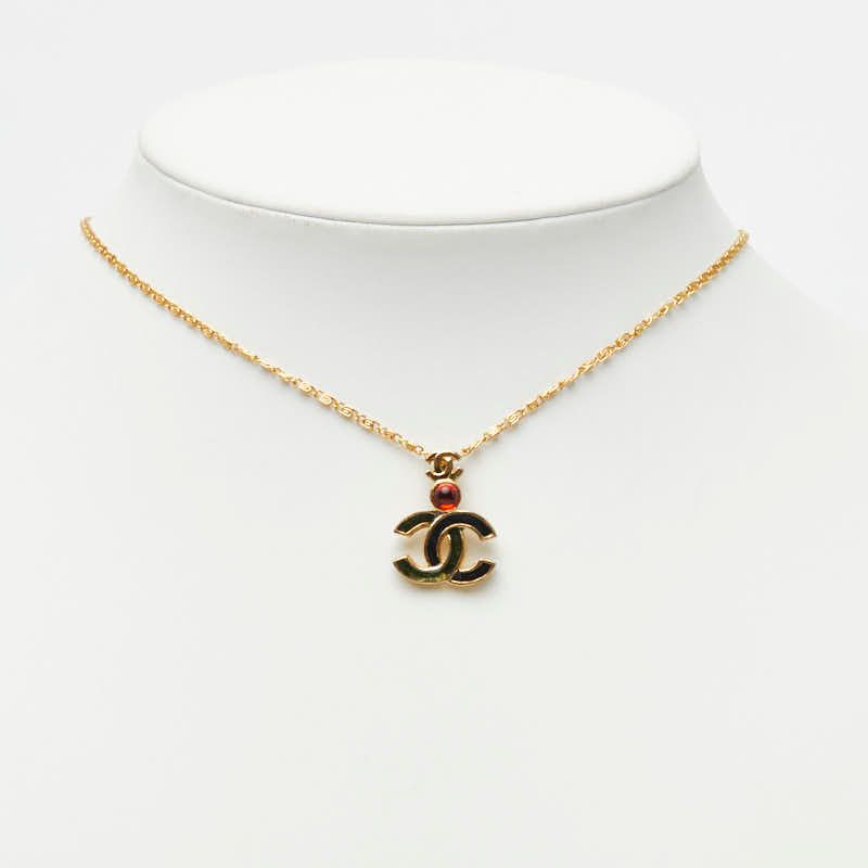 Chanel CC Logo Gripoix Depot Necklace Gold Black Plated — view 7