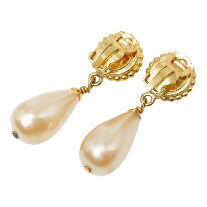 Chanel Clover Earrings Gold Plated Faux Pearl — view 2