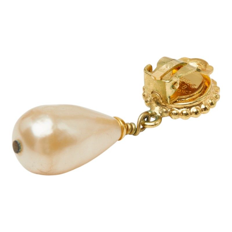 Chanel Clover Earrings Gold Plated Faux Pearl — view 4