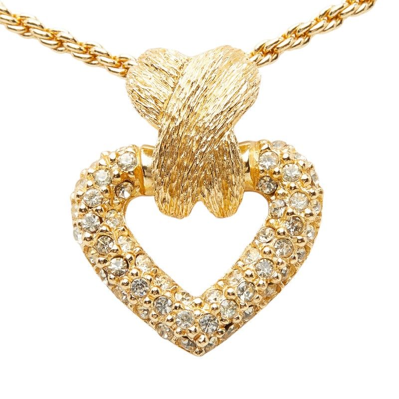 Dior Heart Motif Pendant Gold Plated Rhinestone — view 2