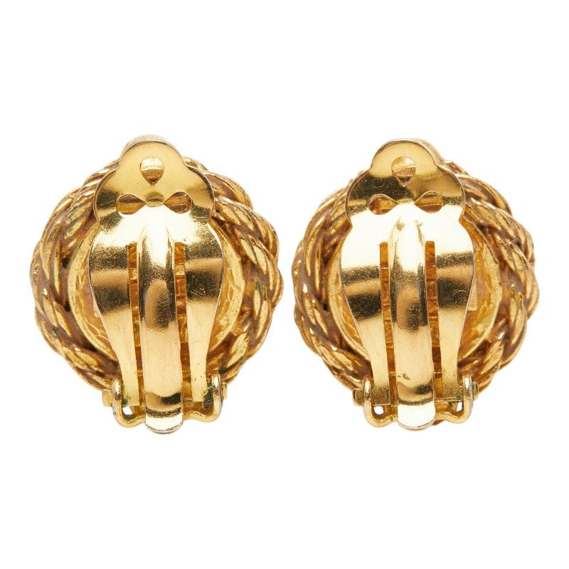 Chanel Earrings Gold Black Plated Faux Pearl Color Stone — view 3