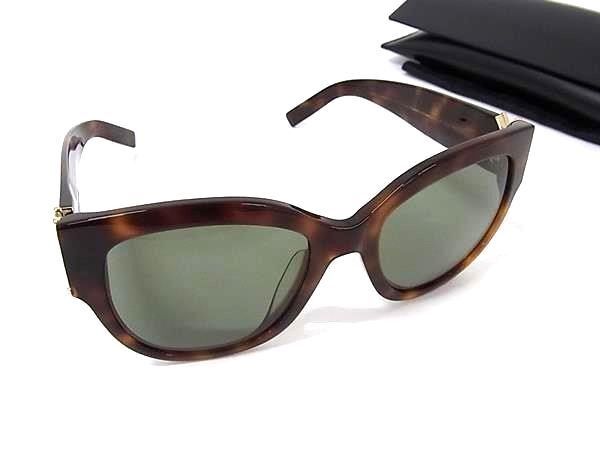 Saint Laurent Sunglasses SL Clear Brown Lens Green Acetate Tortoiseshell Eyewear