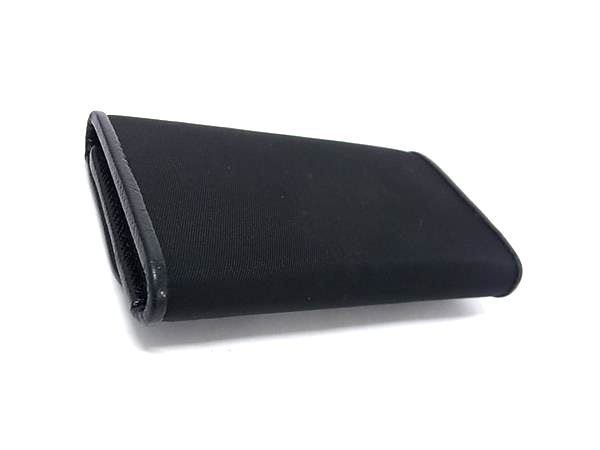 Prada Key Case Triangle Logo Black Tessuto Nylon Leather 6 Row Mark Silver — view 2