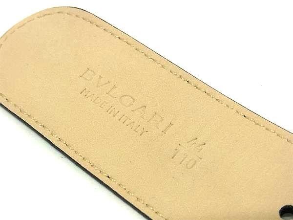 Bvlgari Belt Black Leather Circle Logo Gold — view 4