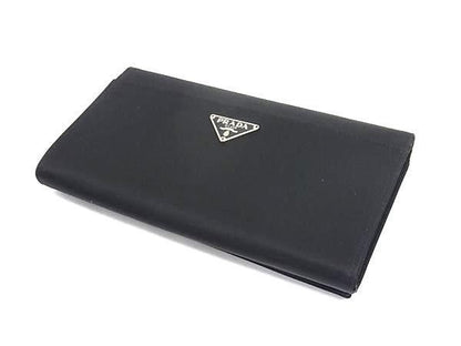 Prada Wallet Triangle Logo Black Tessuto Nylon Bifold Mark — view 2