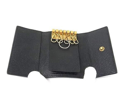 Gucci Key Case Animalier Black Leather Bee Gold Key Holder — view 3