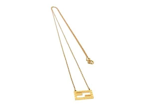 Fendi Necklace Baguette Gold Metal FF Logo