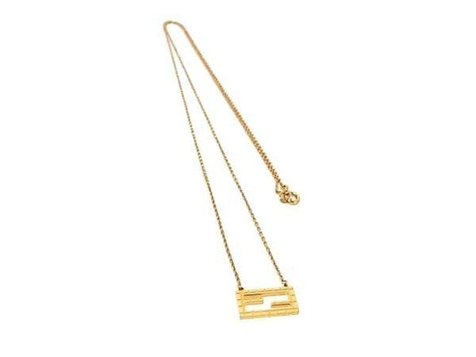 Fendi Necklace Baguette Gold Metal FF Logo