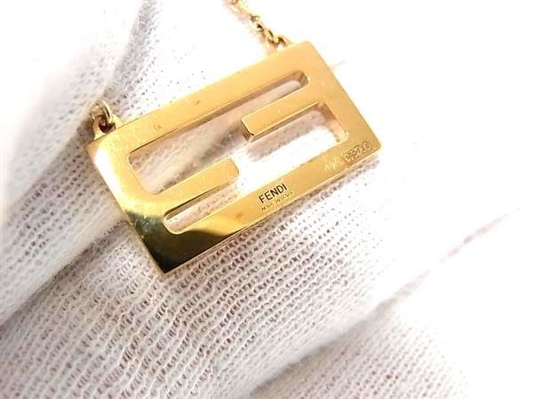 Fendi Necklace Baguette Gold Metal FF Logo — view 4