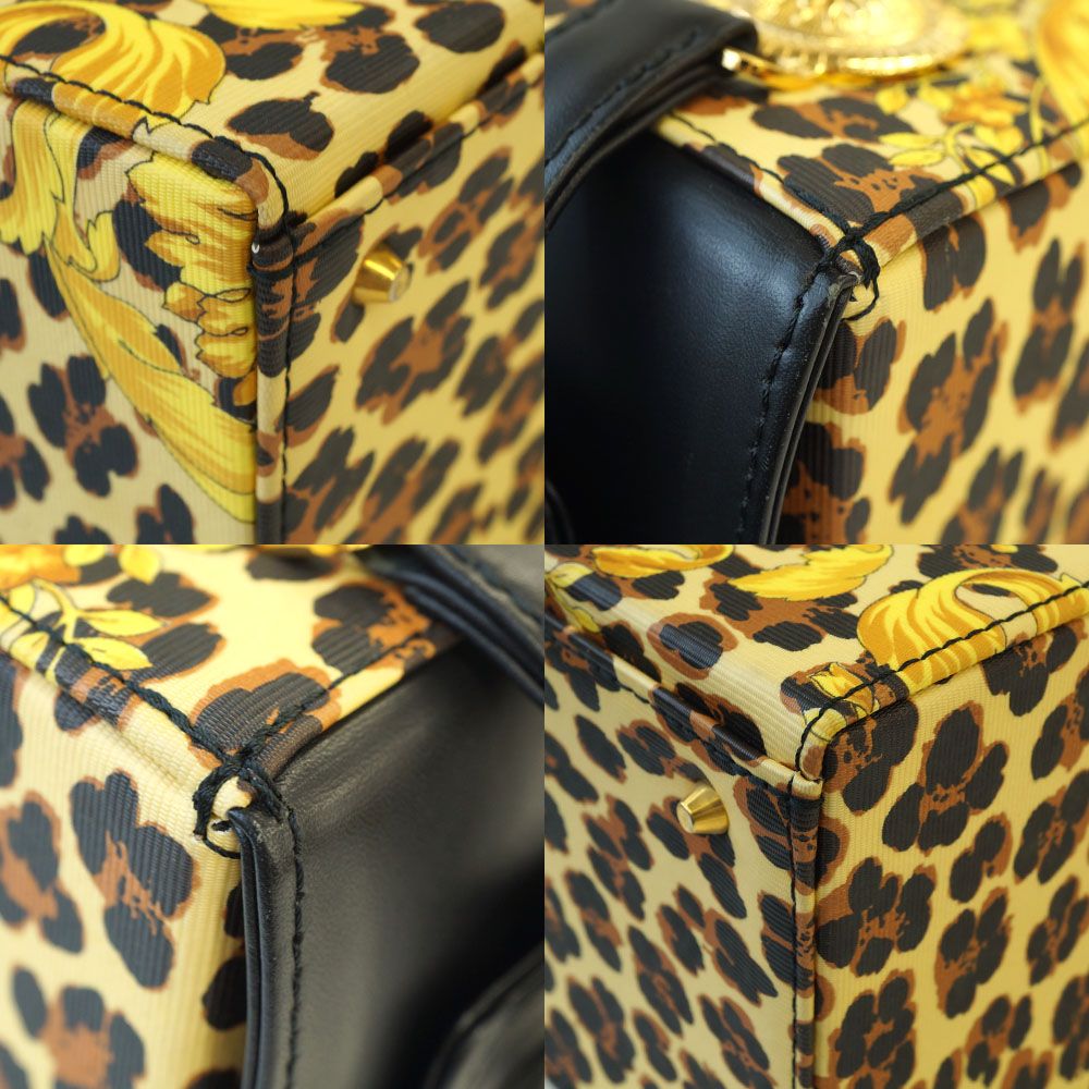 Versace Handbag Vanity Pouch Box Sun God Yellow Gold Black Leopard Print — view 5