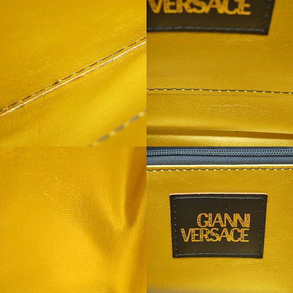 Versace Handbag Vanity Pouch Box Sun God Yellow Gold Black Leopard Print — view 8