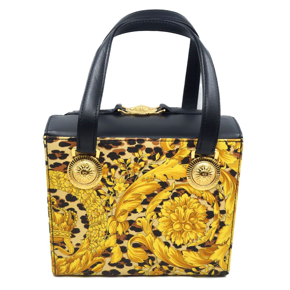 Versace Handbag Vanity Pouch Box Sun God Yellow Gold Black Leopard Print — view 2