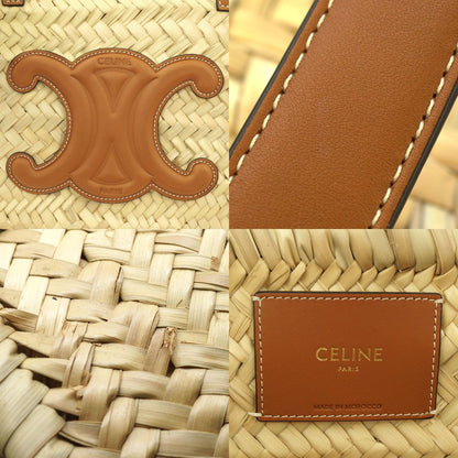 Celine Trio Basket Beige Brown Raffia Leather Tote — view 8