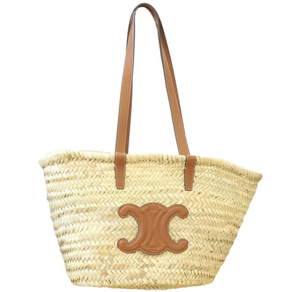 Celine Trio Basket Beige Brown Raffia Leather Tote