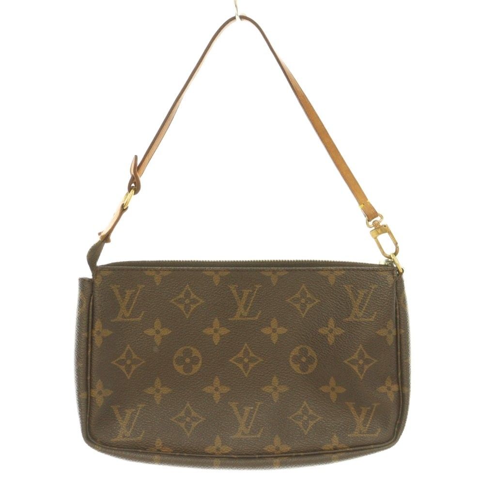 Louis Vuitton Monogram Pochette Accessoire Handbag One Handle Canvas Logo Brown — view 3