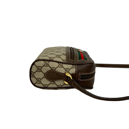 Gucci Vintage Sherry Line GG Logo Leather Shoulder Bag Pochette Brown — view 6