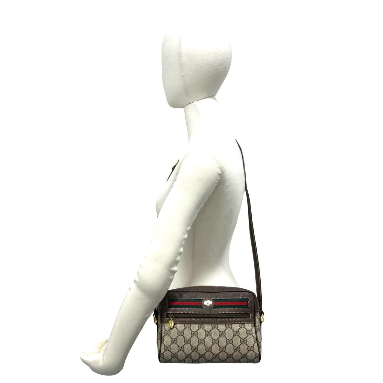 Gucci Vintage Sherry Line GG Logo Leather Shoulder Bag Pochette Brown — view 2
