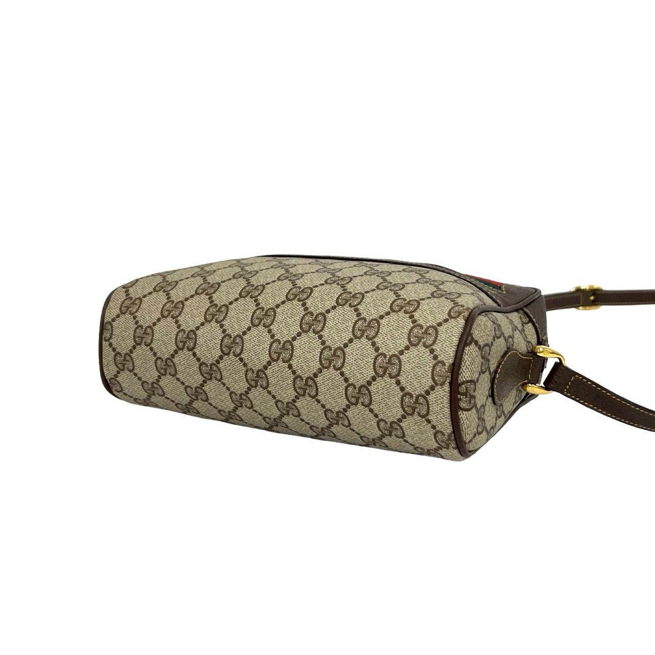 Gucci Vintage Sherry Line GG Logo Leather Shoulder Bag Pochette Brown — view 8