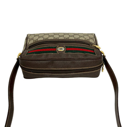 Gucci Vintage Sherry Line GG Logo Leather Shoulder Bag Pochette Brown — view 4