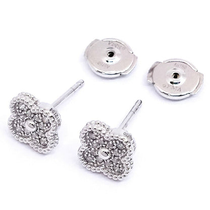 Van Cleef & Arpels 18k White Gold Sweet Alhambra Diamond Earrings — view 4