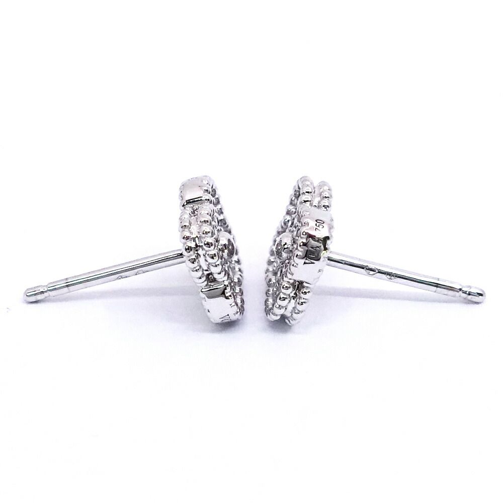 Van Cleef & Arpels 18k White Gold Sweet Alhambra Diamond Earrings — view 5