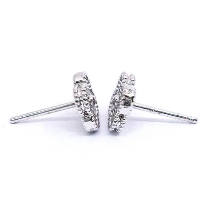 Van Cleef & Arpels 18k White Gold Sweet Alhambra Diamond Earrings — view 5