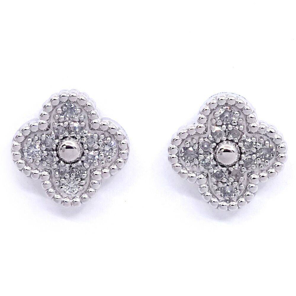 Van Cleef & Arpels 18k White Gold Sweet Alhambra Diamond Earrings