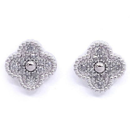 Van Cleef & Arpels 18k White Gold Sweet Alhambra Diamond Earrings