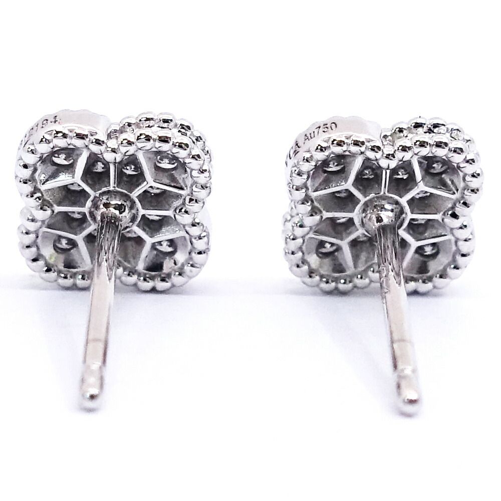 Van Cleef & Arpels 18k White Gold Sweet Alhambra Diamond Earrings — view 6