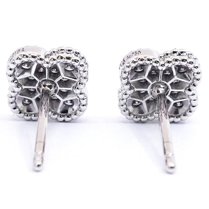 Van Cleef & Arpels 18k White Gold Sweet Alhambra Diamond Earrings — view 6