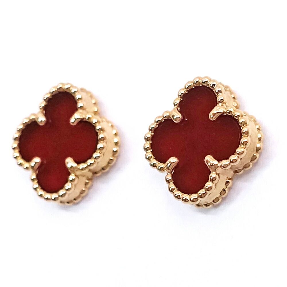 Van Cleef & Arpels 18k Pink Gold Sweet Alhambra Carnellian Earrings — view 3