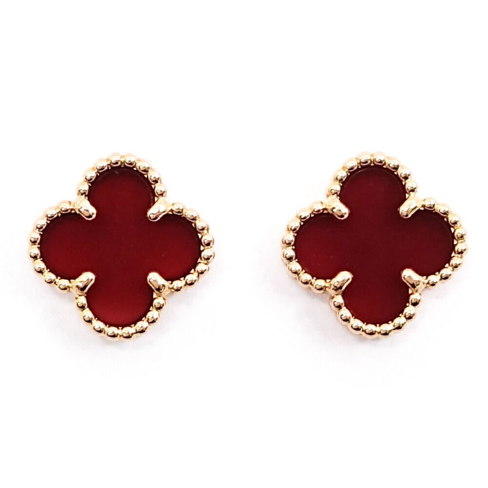 Van Cleef & Arpels 18k Pink Gold Sweet Alhambra Carnellian Earrings