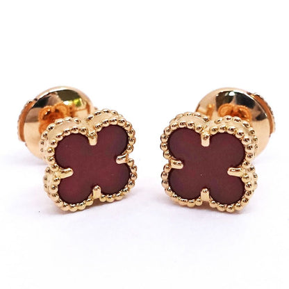 Van Cleef & Arpels 18k Pink Gold Sweet Alhambra Carnellian Earrings — view 8