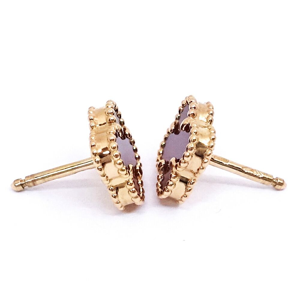 Van Cleef & Arpels 18k Pink Gold Sweet Alhambra Carnellian Earrings — view 5