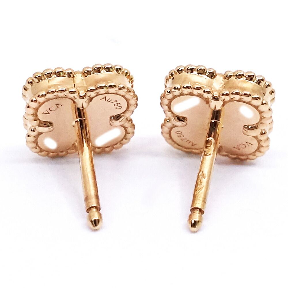 Van Cleef & Arpels 18k Pink Gold Sweet Alhambra Carnellian Earrings — view 7