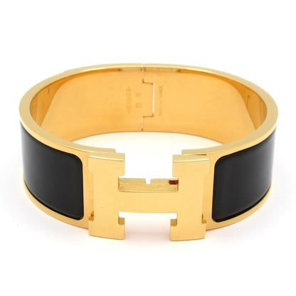 Hermes Bangle Clic Clac Gold Black Bracelet