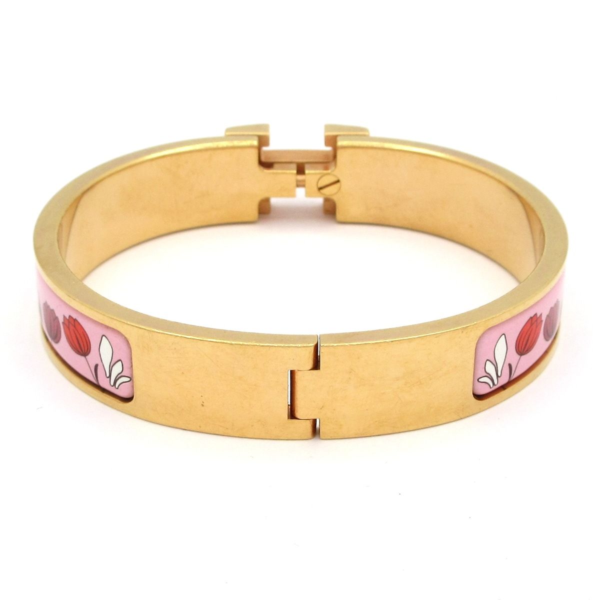 Hermes Bangle Click Pink Gold Multi Leopard Floral Pattern Bracelet — view 3
