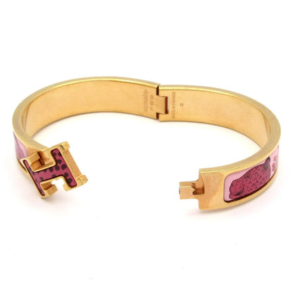 Hermes Bangle Click Pink Gold Multi Leopard Floral Pattern Bracelet — view 5