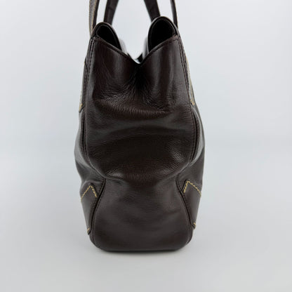 Chanel CC Logo Jumbo CC Tote Shoulder Bag Brown Leather Vintage — view 5