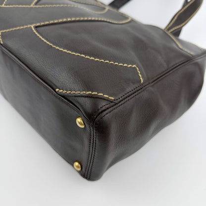 Chanel CC Logo Jumbo CC Tote Shoulder Bag Brown Leather Vintage — view 9