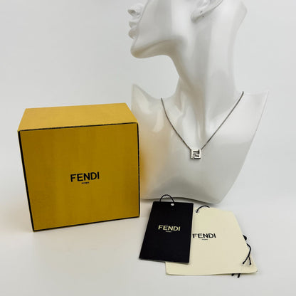 Fendi FF Logo Necklace Silver Vintage